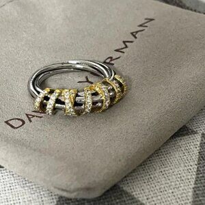David Yurman Silver and Gold Ring sz8